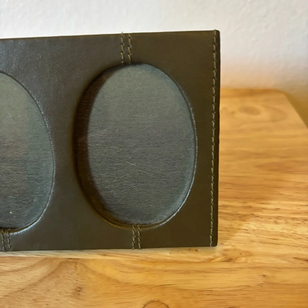 Dark Brown Photo Frame With 3 Openings, Faux Leather